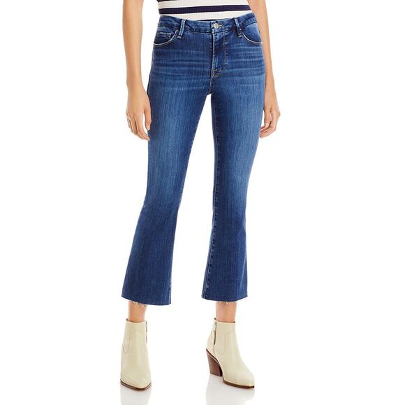 Frame Le Cropped Mini Mid Rise Bootcut Blue Denim Jeans Size 30 - Picture 1 of 5
